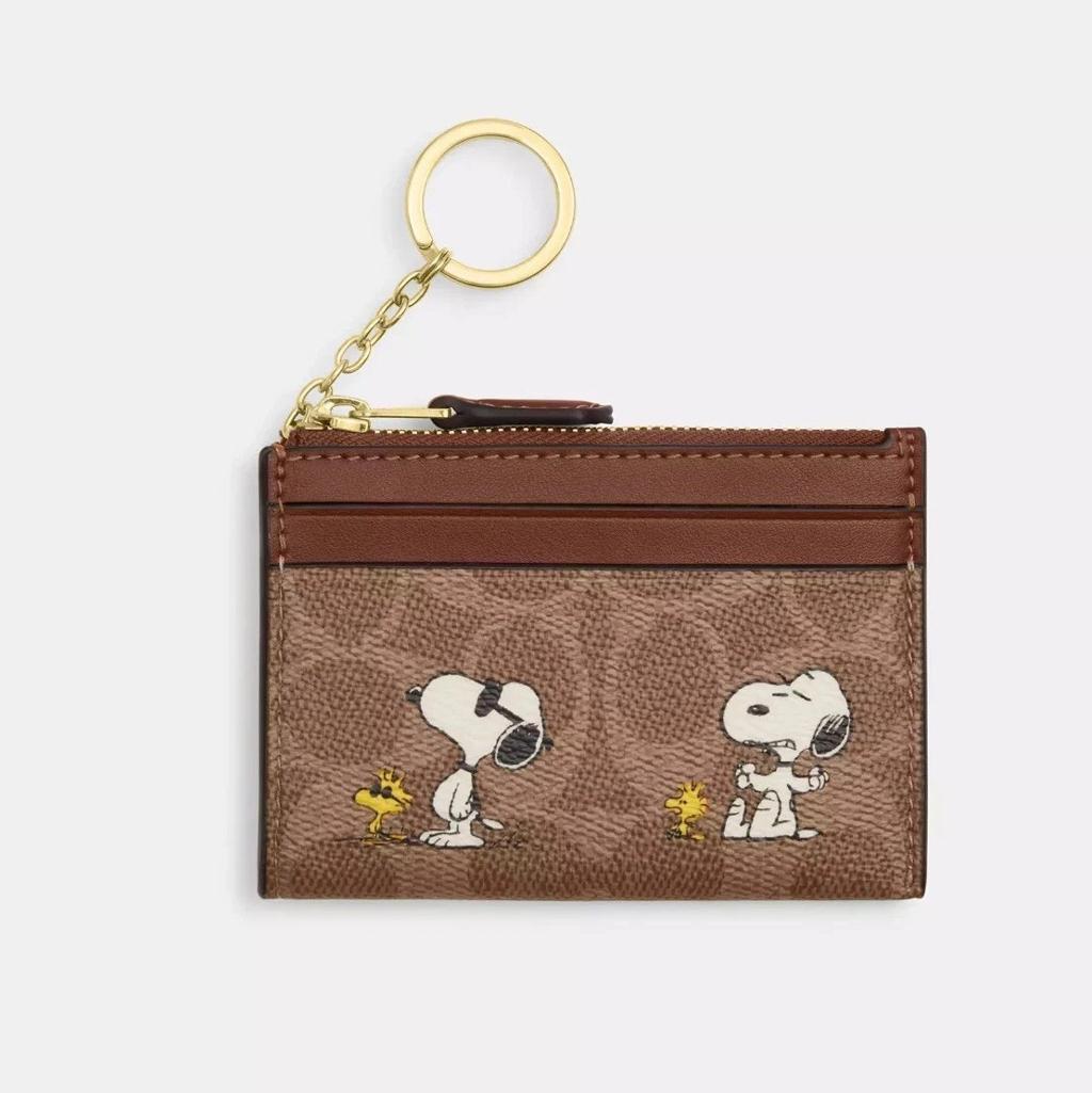 Coach x Peanuts Mini Skinny ID Case Signature Canvas with Snoopy Print CBT14 NWT