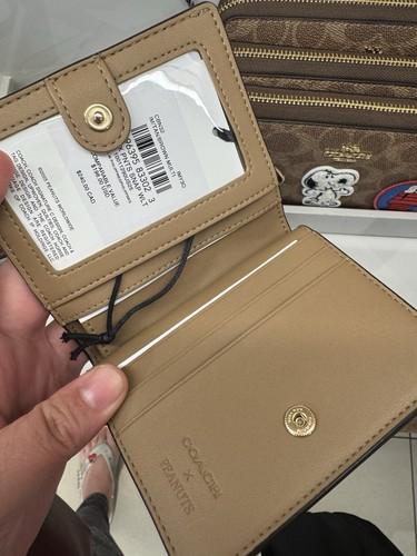 Coach x Peanuts Snap Wallet in Signature Canvas with Snoopy Print CBN32 NWT