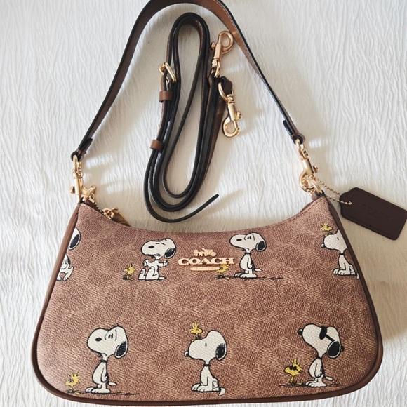 Coach x Peanuts Teri Shoulder Bag in Signature Canvas with Snoopy Print NWT