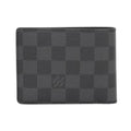 Louis Vuitton Multiple Wallet N62663 Damier Graphite Canvas Men's Bifold Wallet Black/Grey