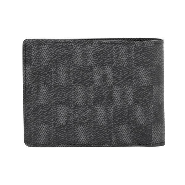 Louis Vuitton Multiple Wallet N62663 Damier Graphite Canvas Men's Bifold Wallet Black/Grey